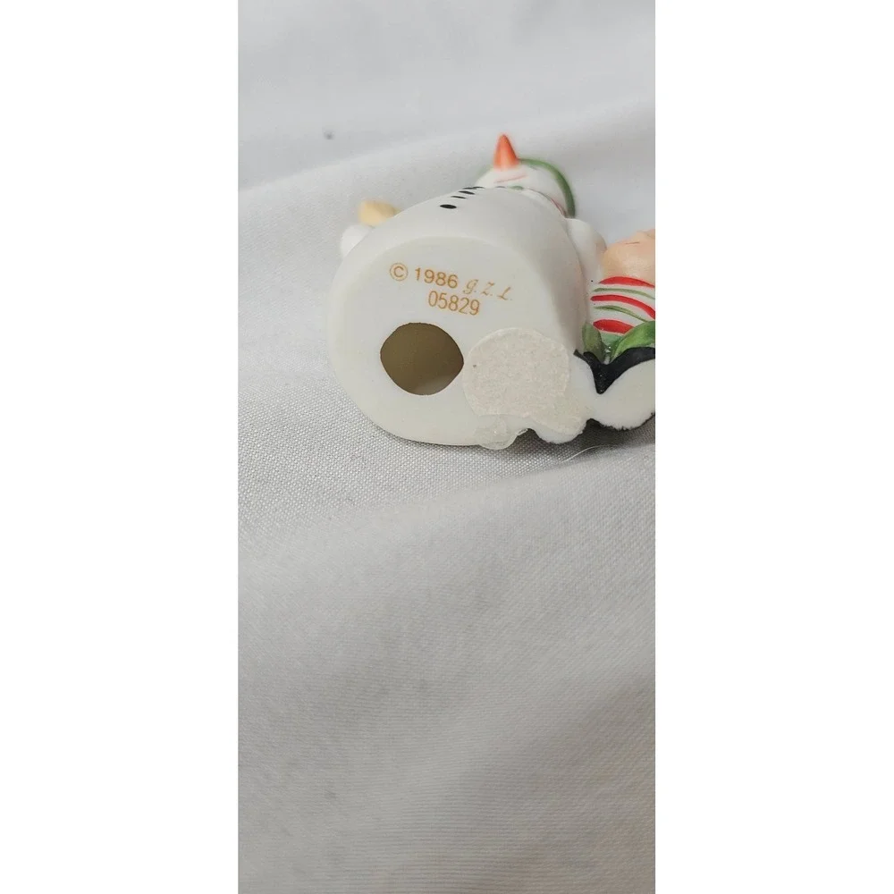 VTG G.Z.L. Snowman Figurine 2.75in White Vintage 1986 Ceramic Child Winter Decor